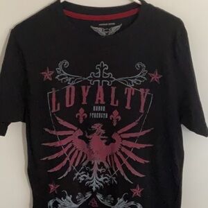 Black and Red Short Sleeve Tee with Gothic Design